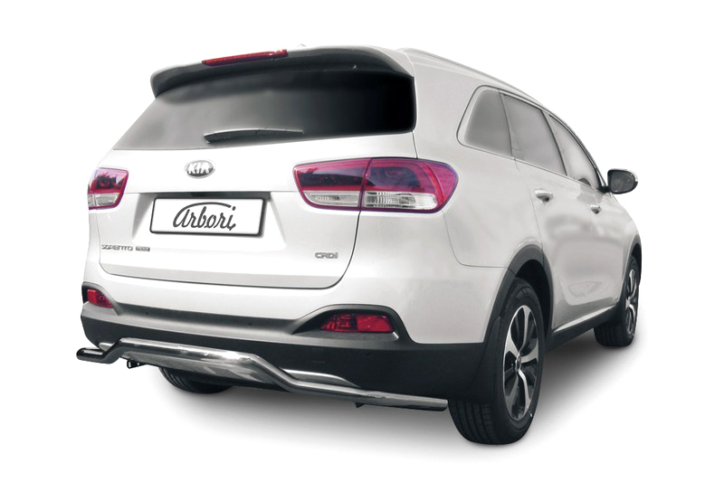 Защита заднего бампера d57 "волна" Arbori нерж. сталь для KIA Sorento Prime 2015-2018 / Киа Соренто