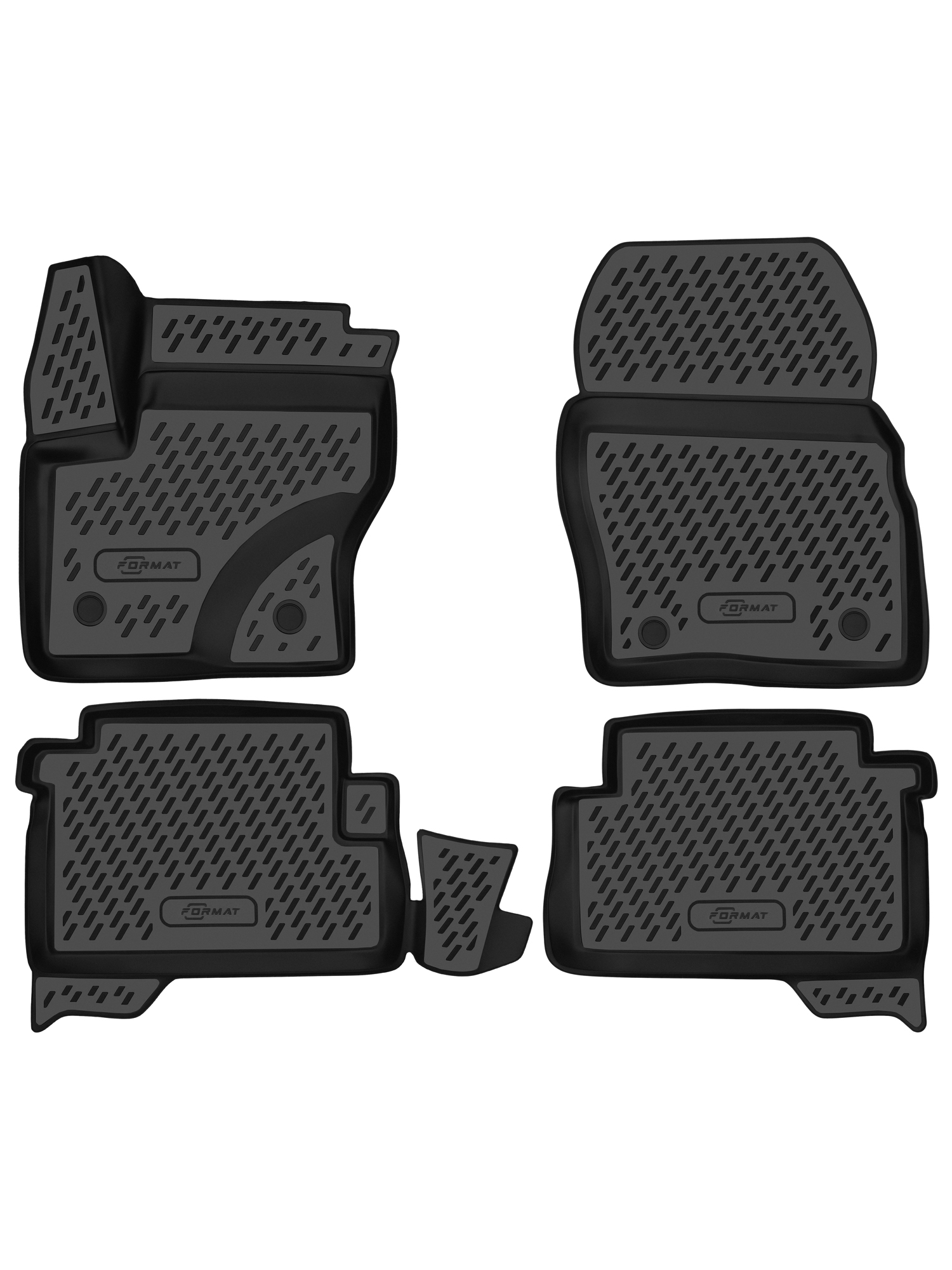 Коврики 3D в салон для FORD Kuga (II, IIр) 2013-2016, 2017-2019, 4 шт. (ПУ, повышенная износостойкость) / Форд Куга